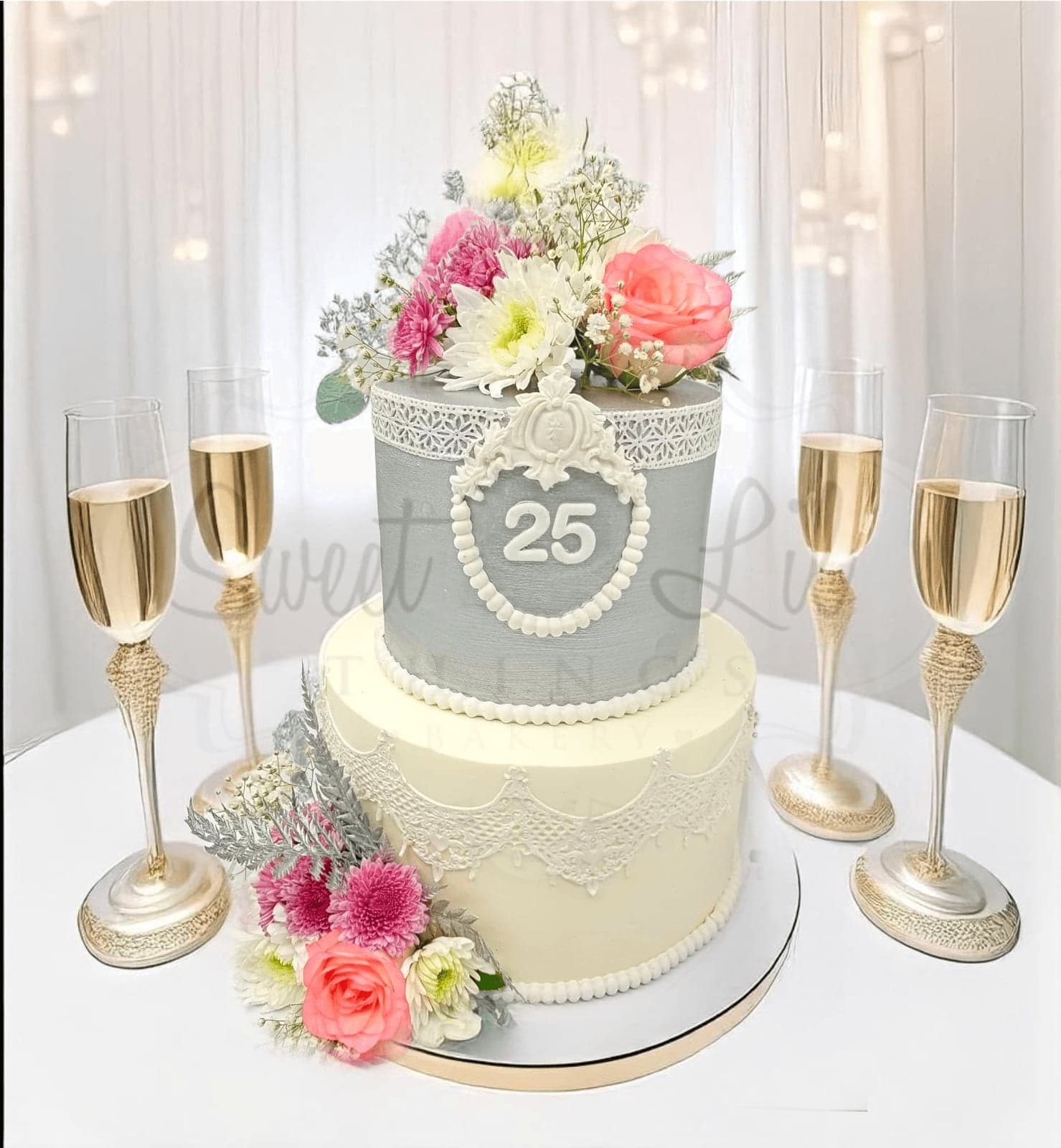 2 Tier 25th Anniversary Cake