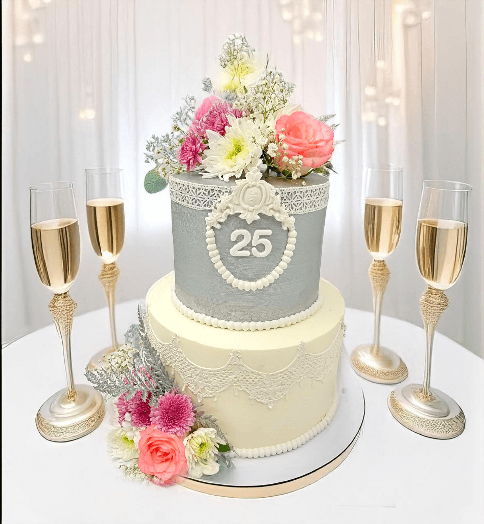 2 Tier 25th Anniversary Cake