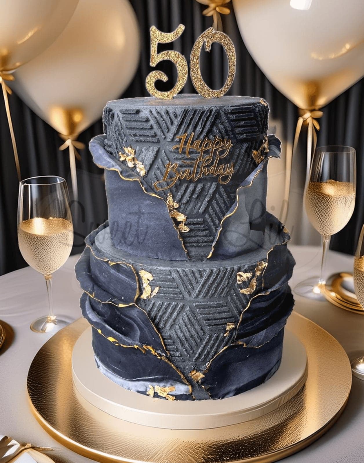 2 Tier 50th Birthday Cake