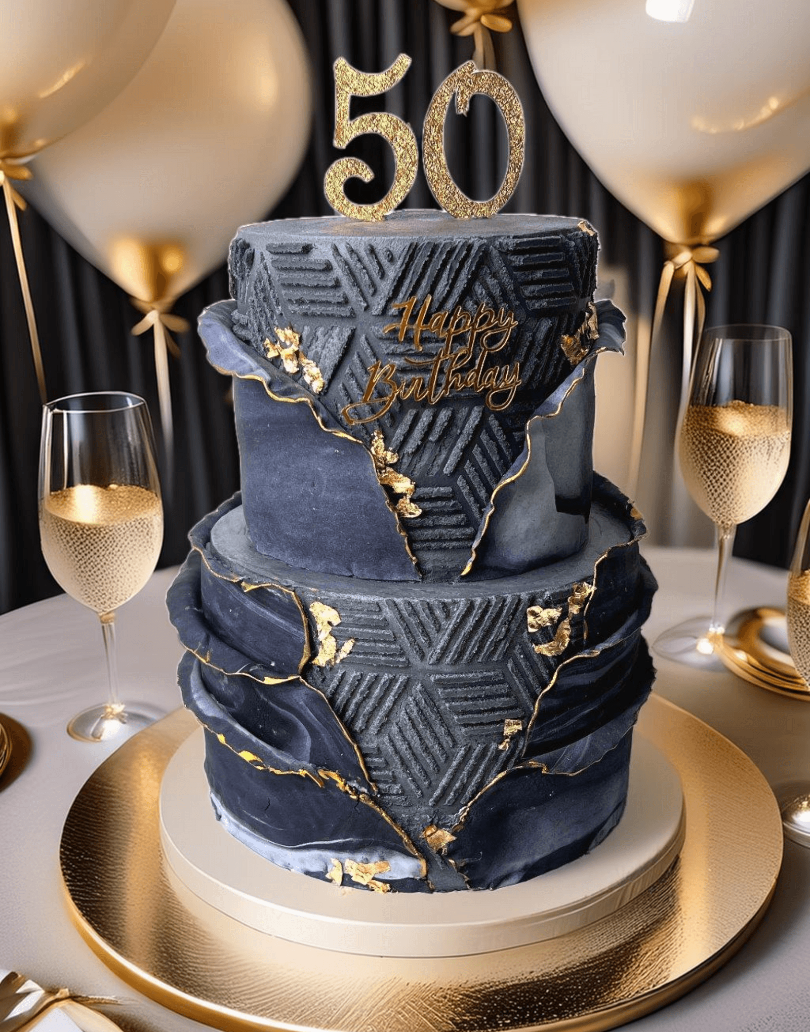 2 Tier 50th Birthday Cake