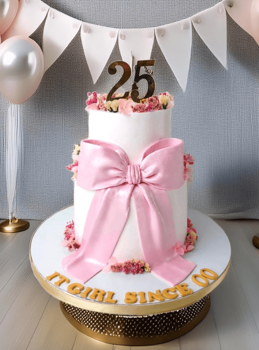 2 Tier Pink Bow Birthday Cakes