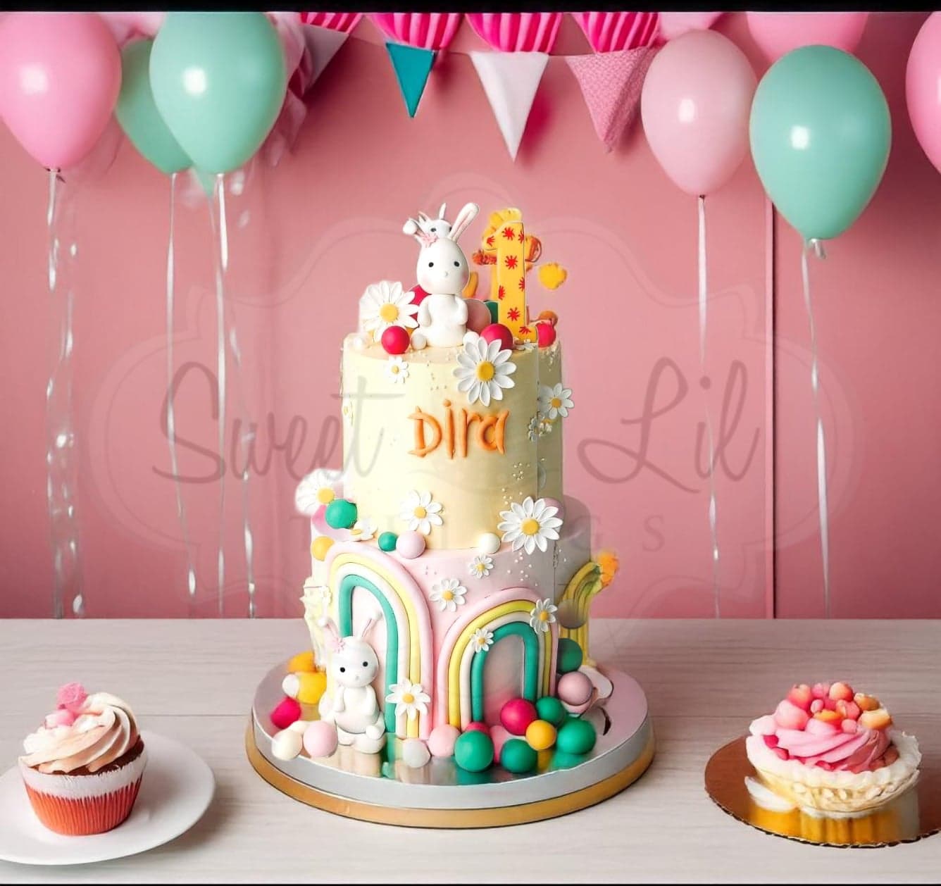 2 Tier 1st Birthday Cake