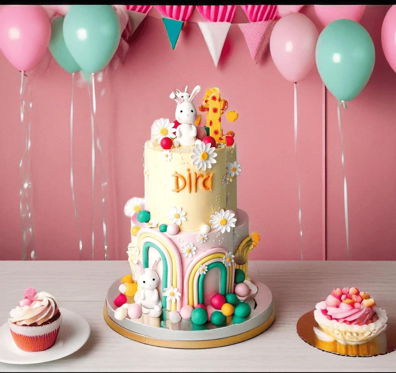 2 Tier 1st Birthday Cake