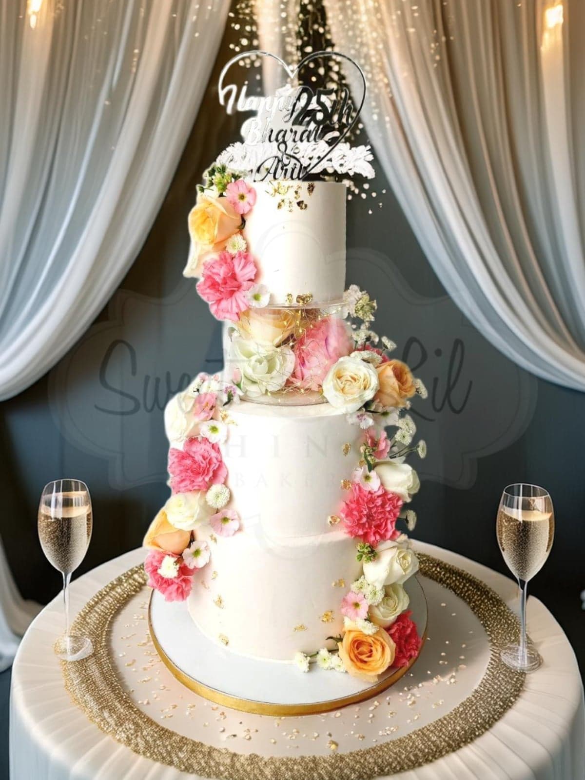 3 Tier 25th Anniversary Cake