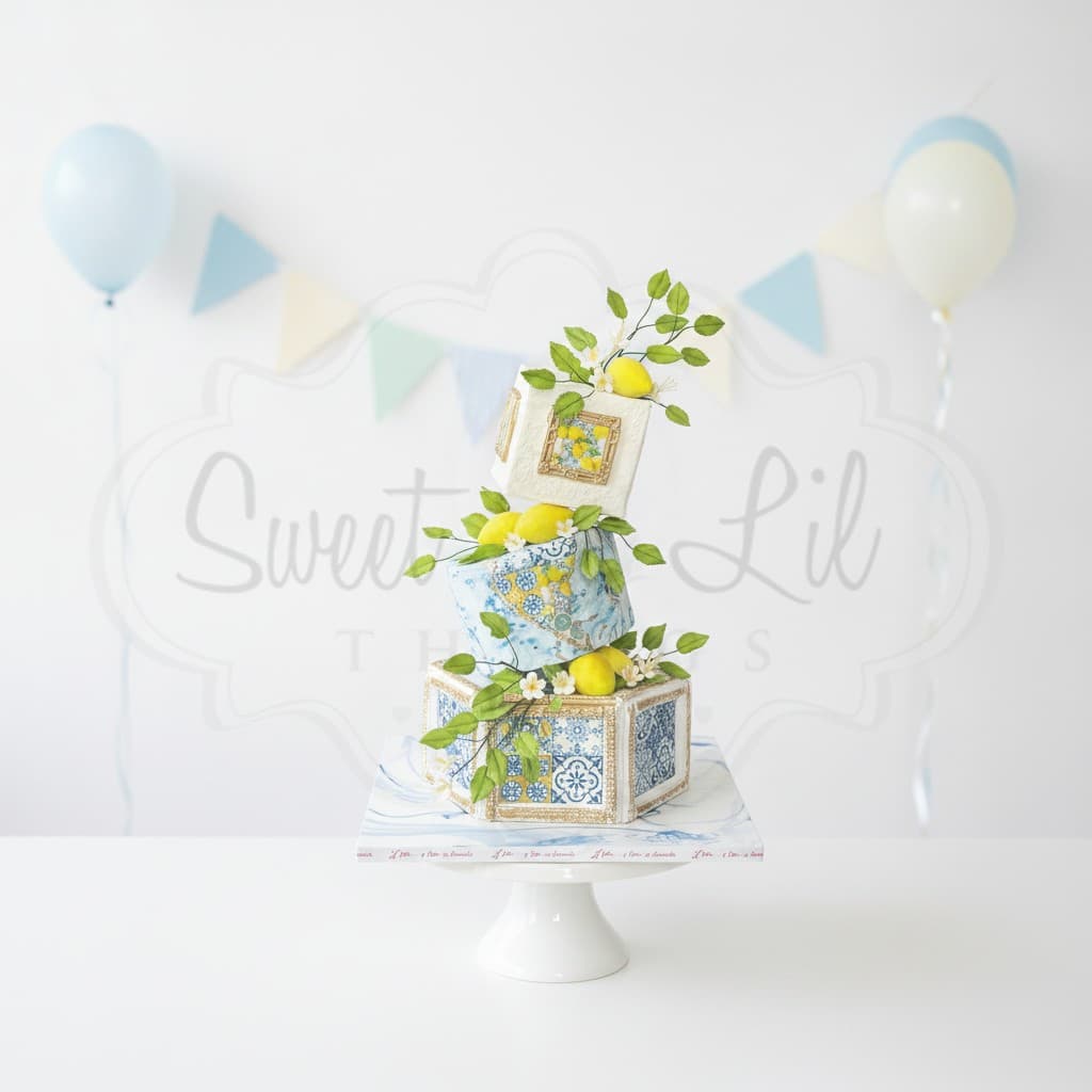 3 Tier Mediterranean Lemon Tile Cake