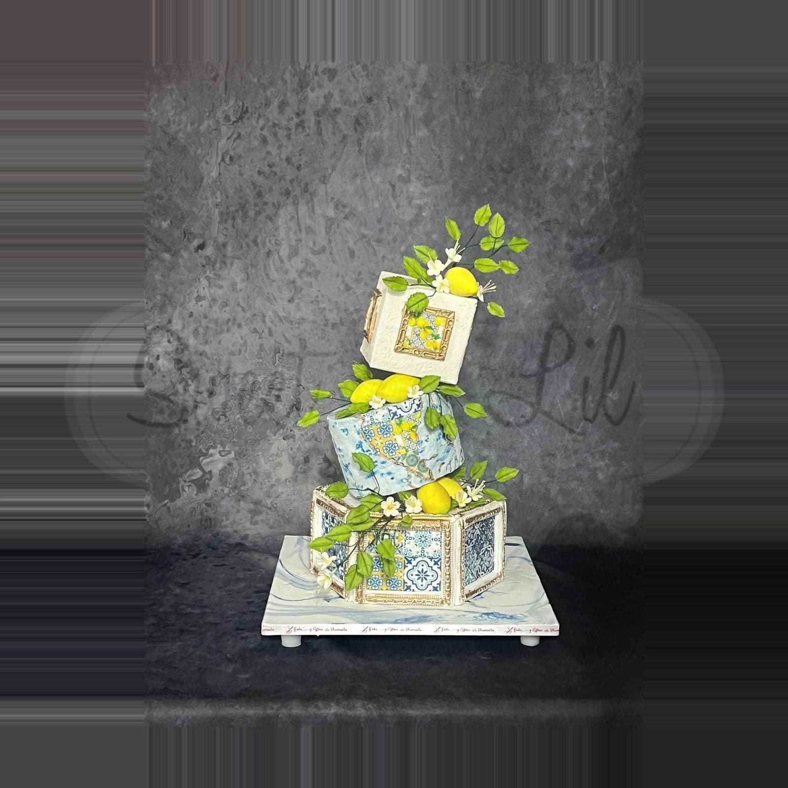 3 Tier Mediterranean Lemon Tile Cake photo 2