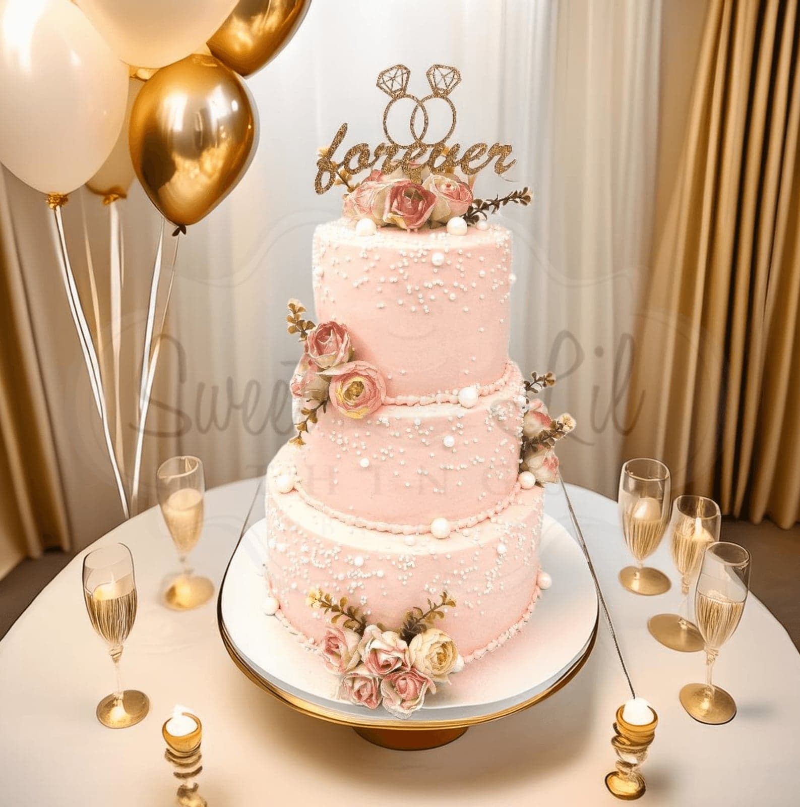 3 Tier Together Forever Engagement Cake