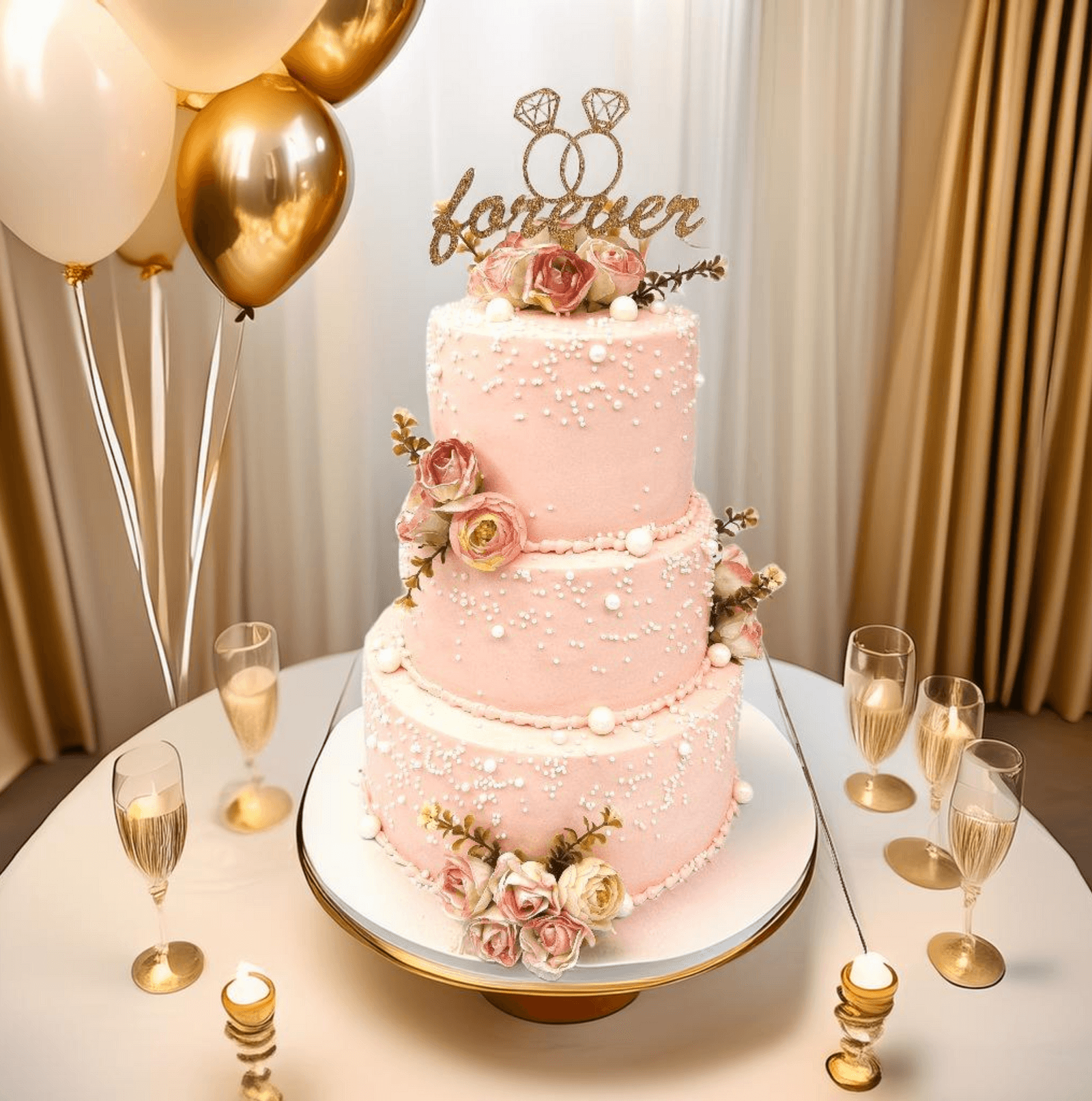 3 Tier Together Forever Engagement Cake