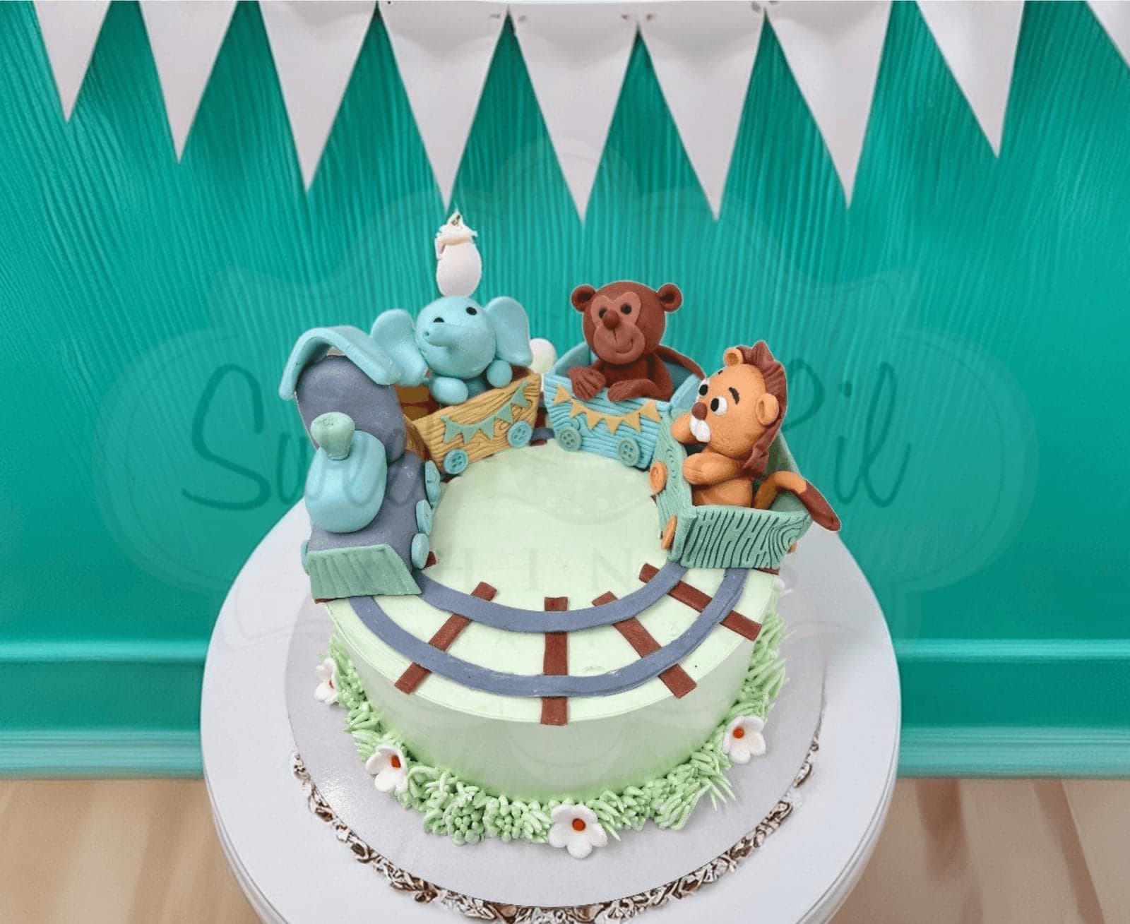 Animal Train Birthday Cake
