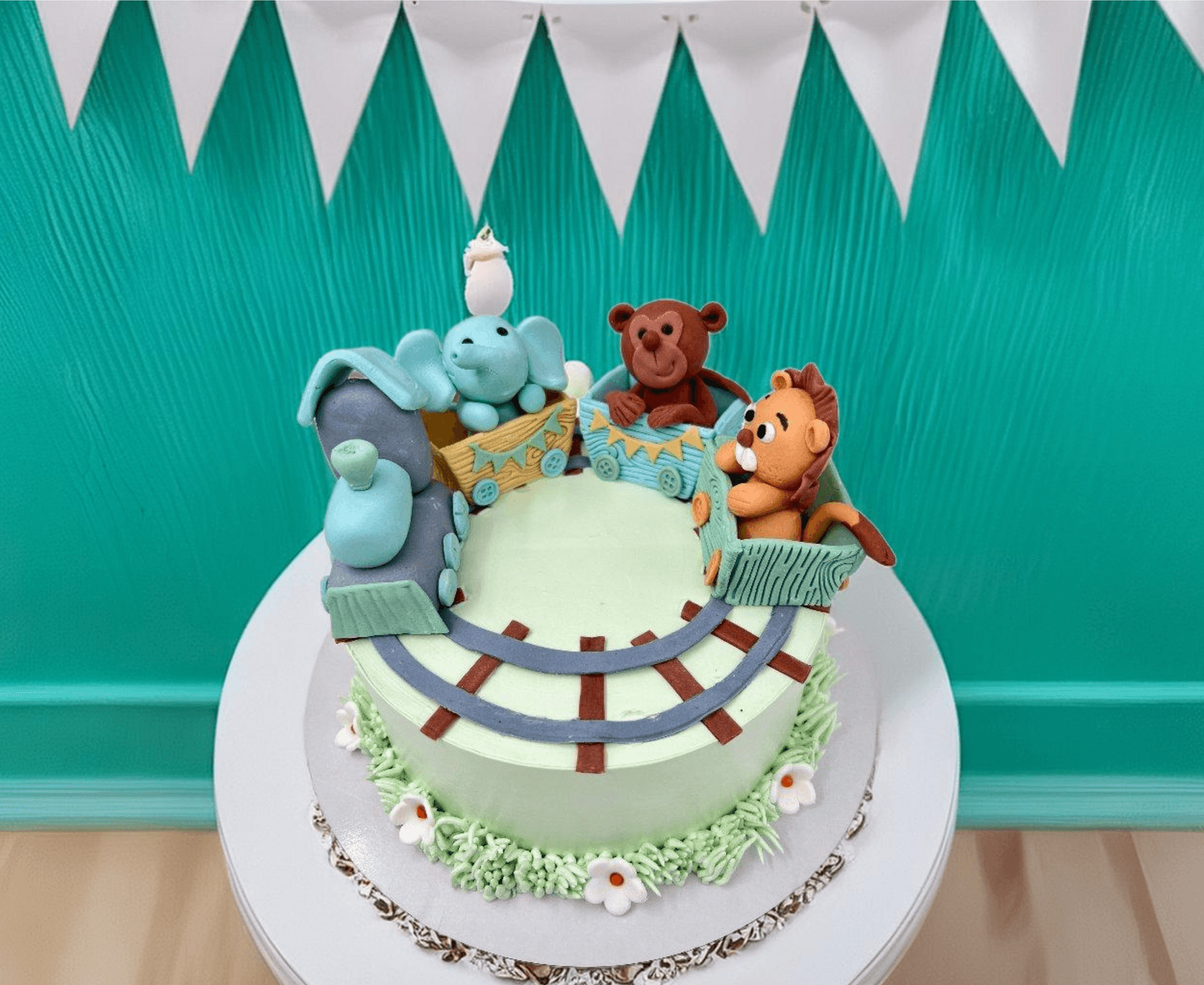 Animal Train Birthday Cake