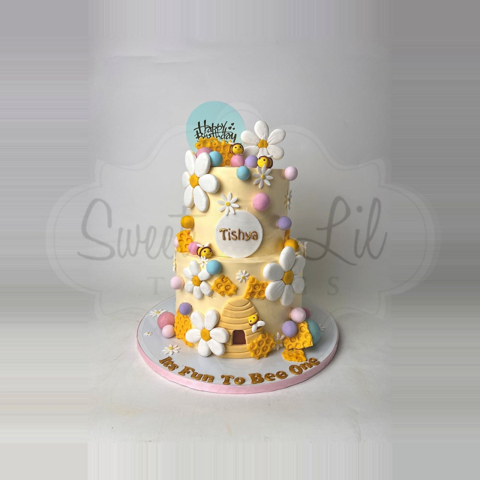 Baby Girl first birthday cake photo 2