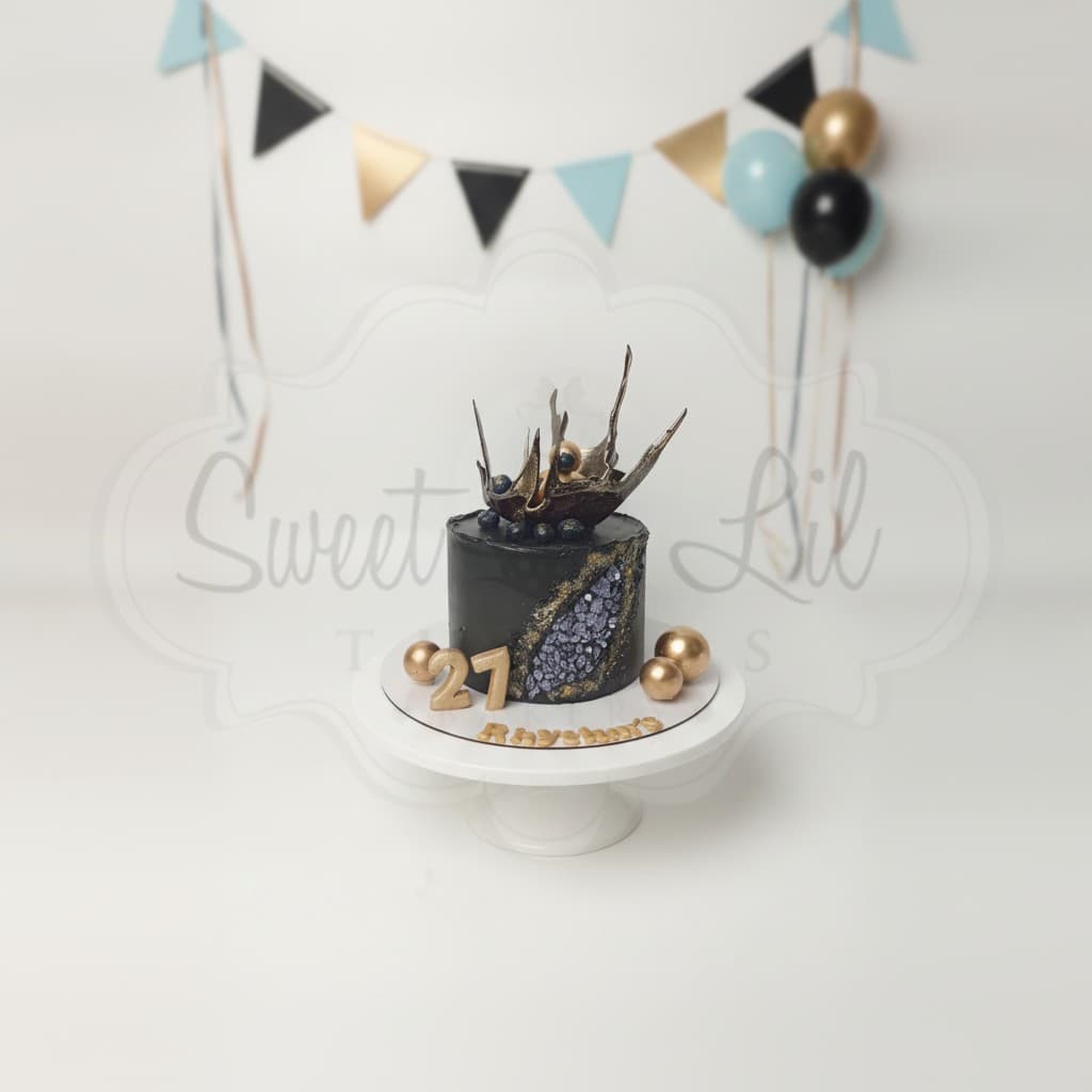 Black and Gold Geode Birthday Cake