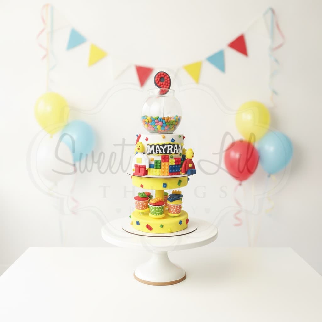 Lego theme Cake with candy jar