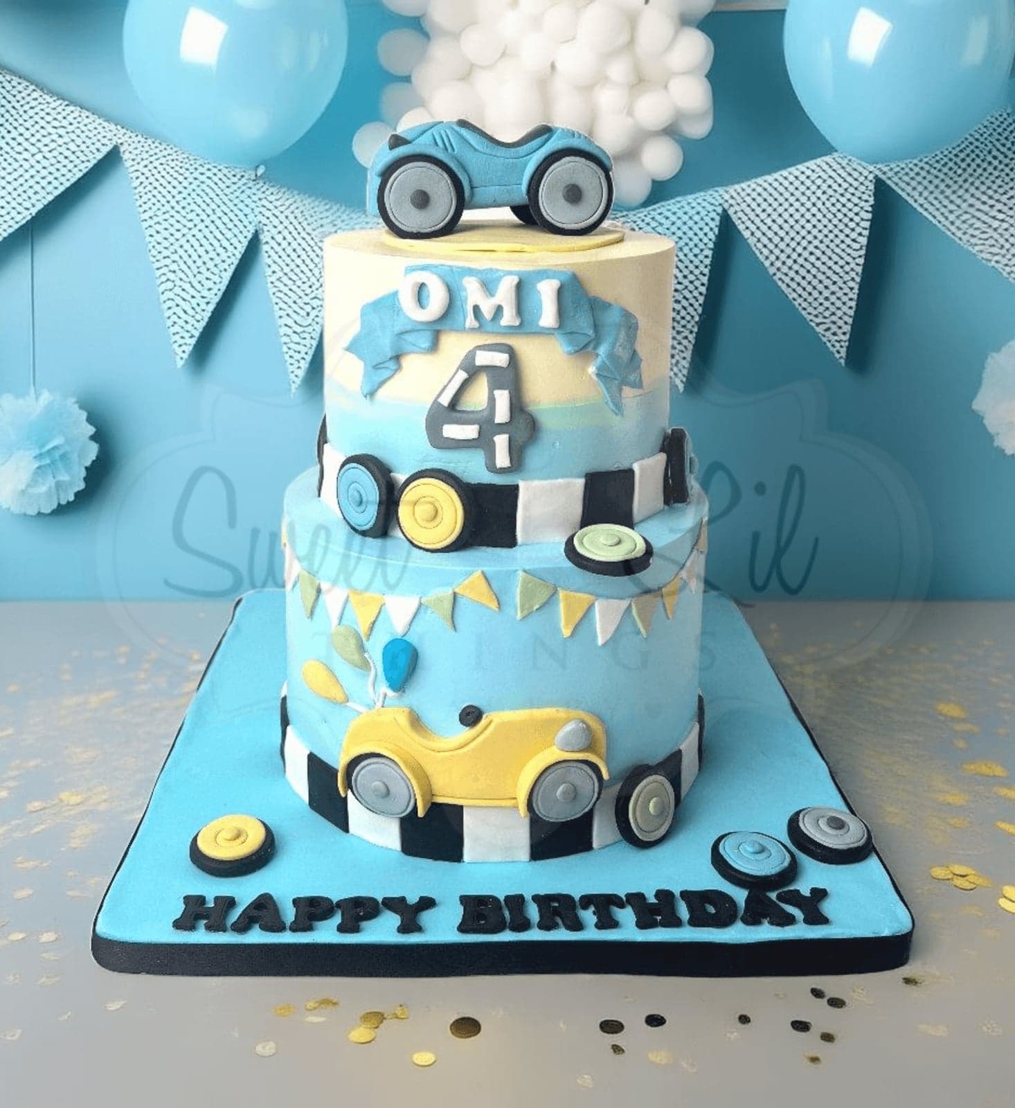 Car Racing Theme Birthday Cake