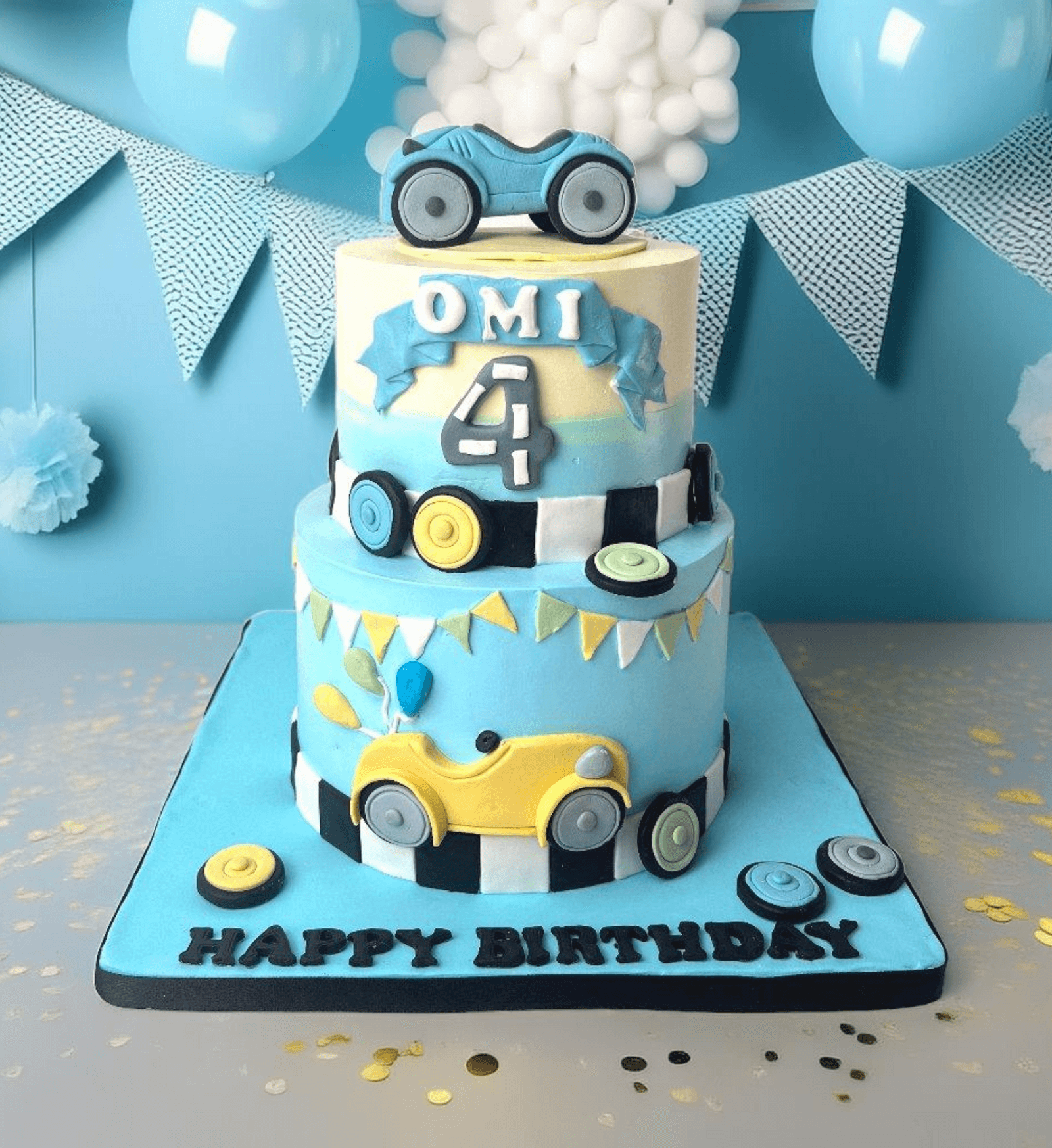 Car Racing Theme Birthday Cake