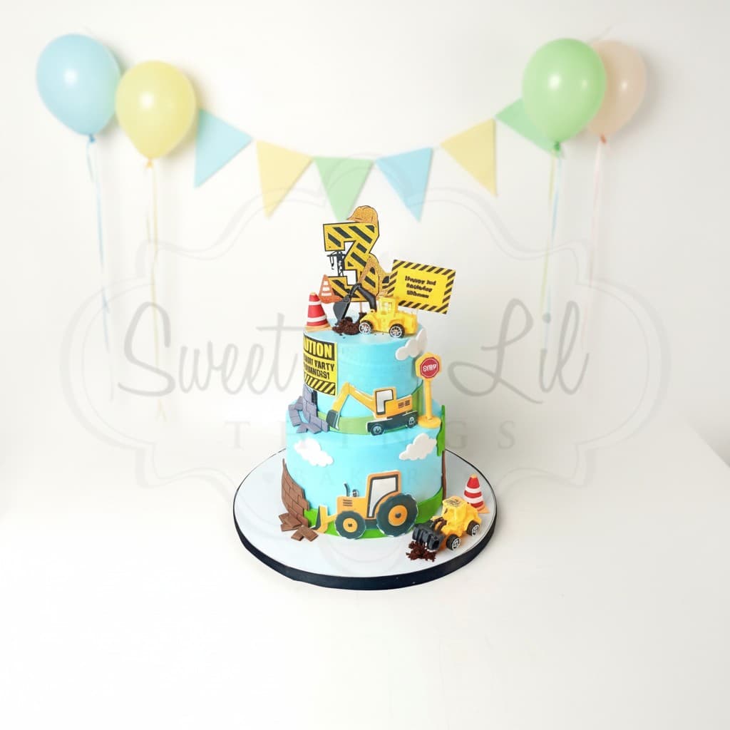 Construction theme Birthday Cake — Caution
