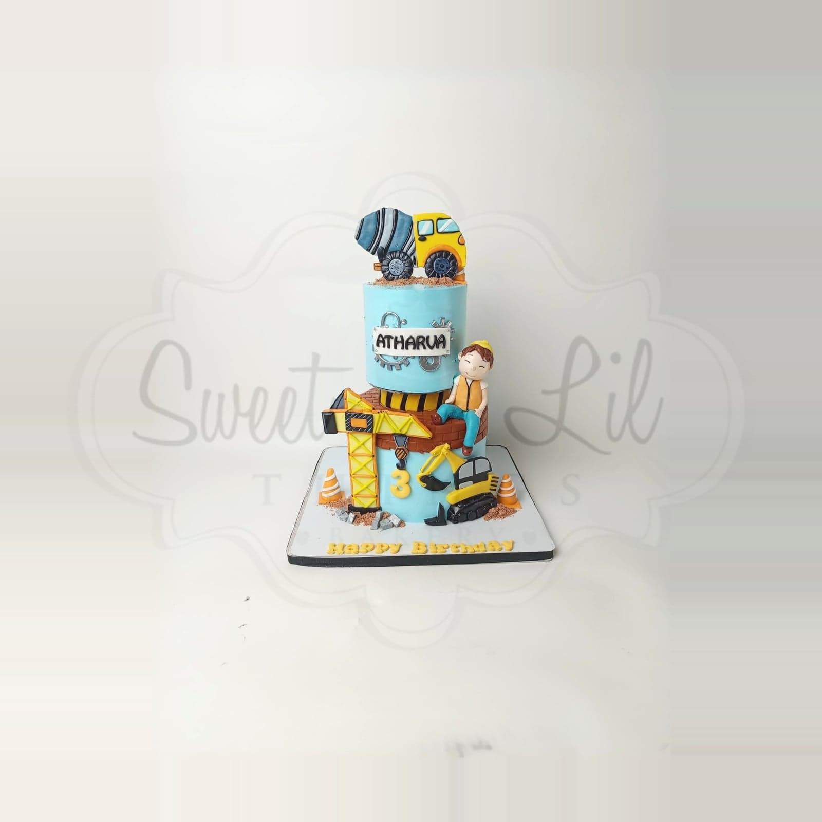 Cement Mixer Construction Birthday Cake photo 2
