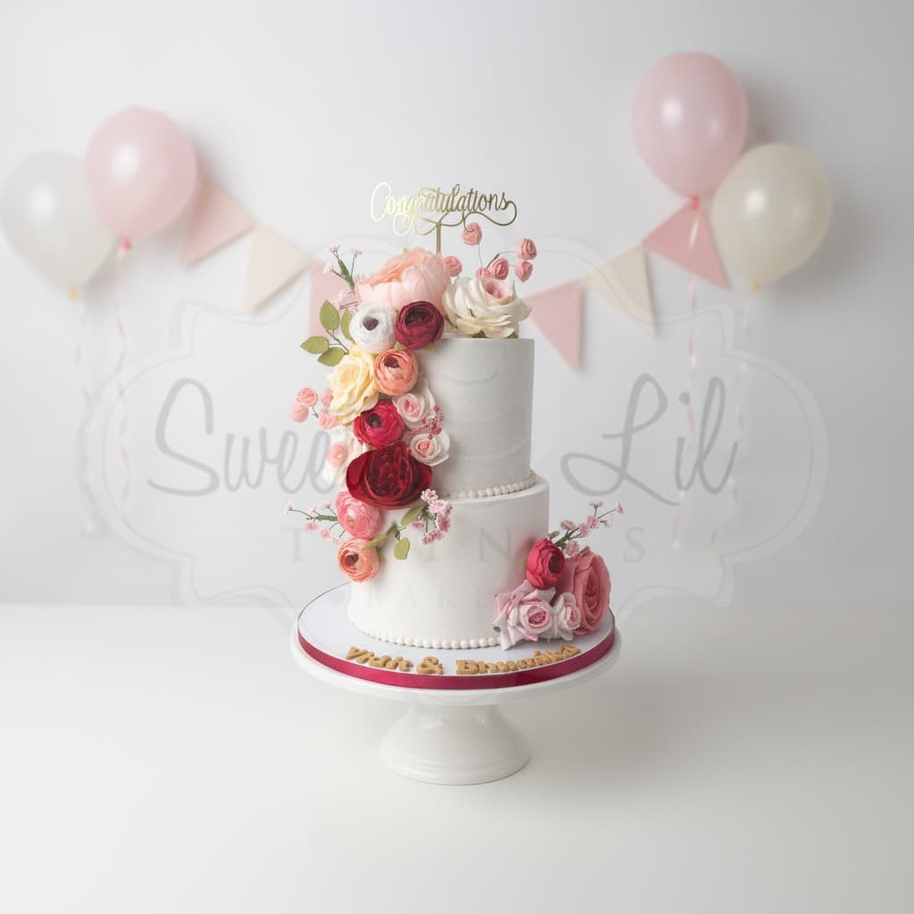 Floral Engagement Cake