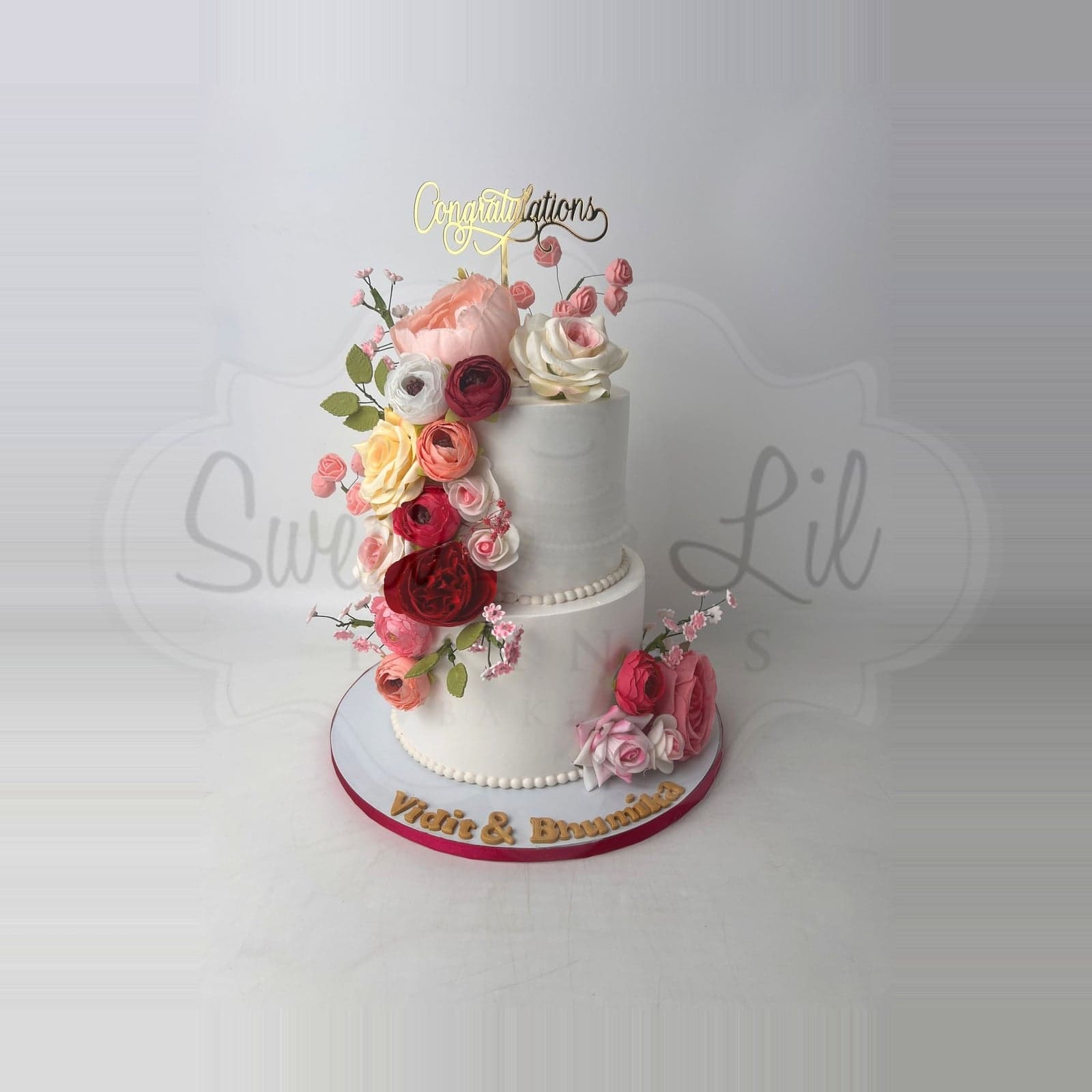 Floral Engagement Cake photo 2