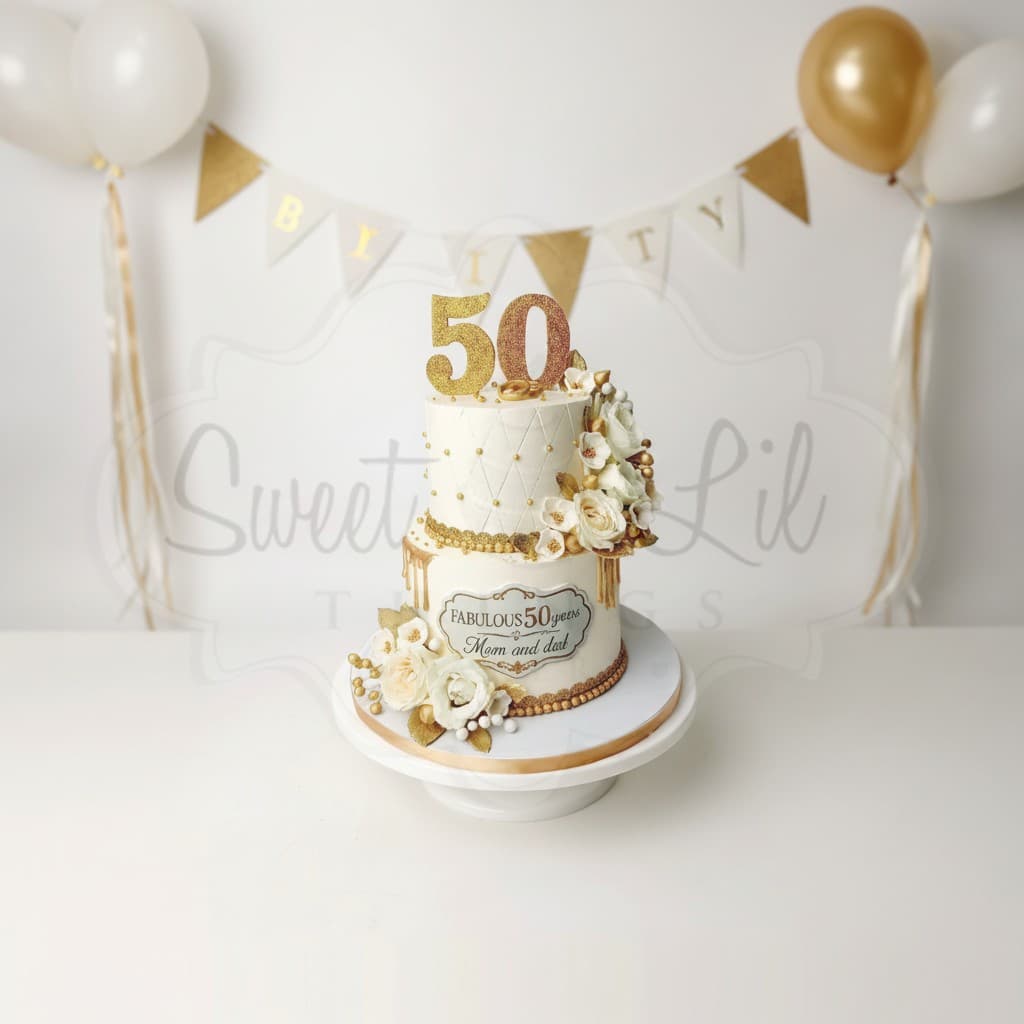 Golden Jubilee Rose Cascade Cake