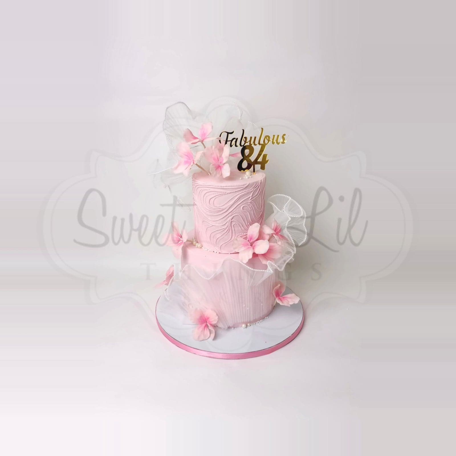 Pink flower lace cake photo 2