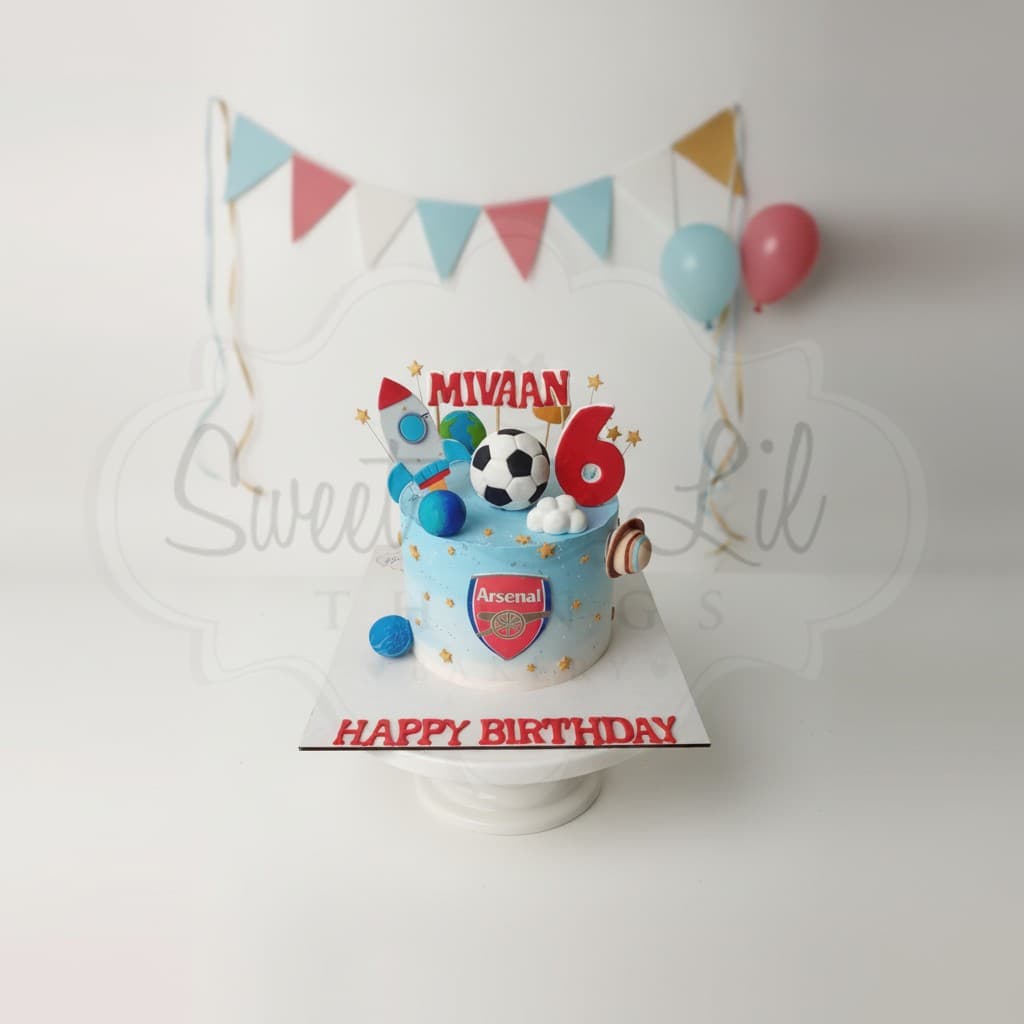 Football and Space Birthday Cake