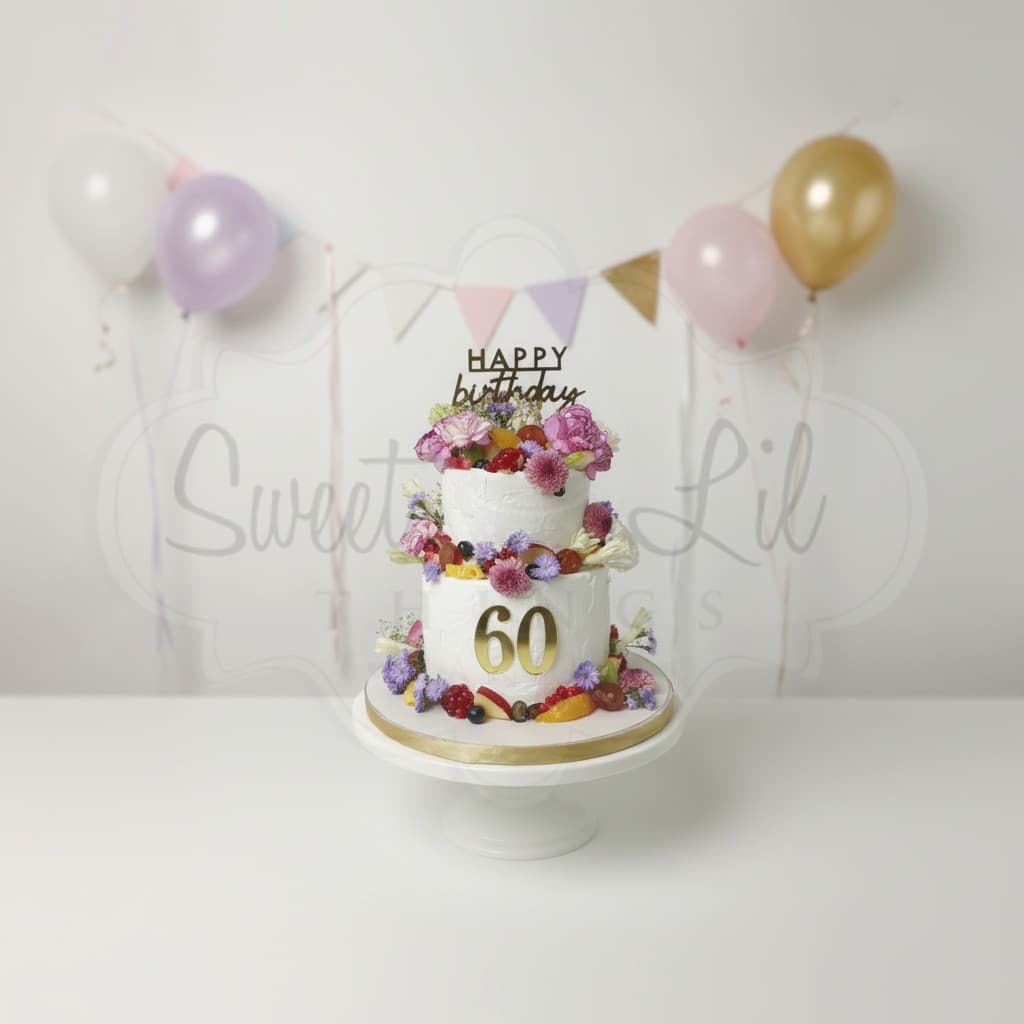 Fresh Floral 60th Birthday Cake
