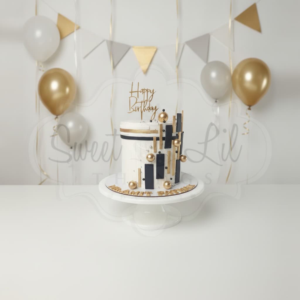 Geometric Gold Panel Birthday Cake