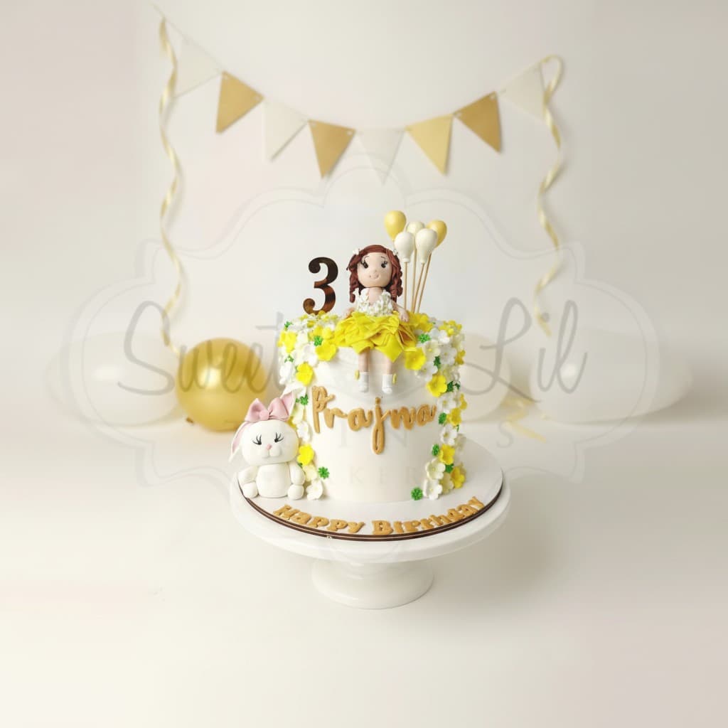 Girl With Balloons Floral Cake