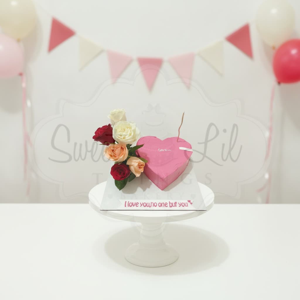 Heart Shaped Rose Love Cake