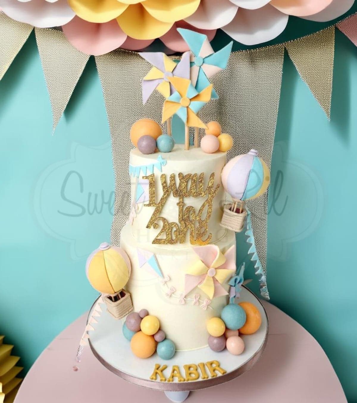 Hot Air Balloon Half Year Birthday Cake