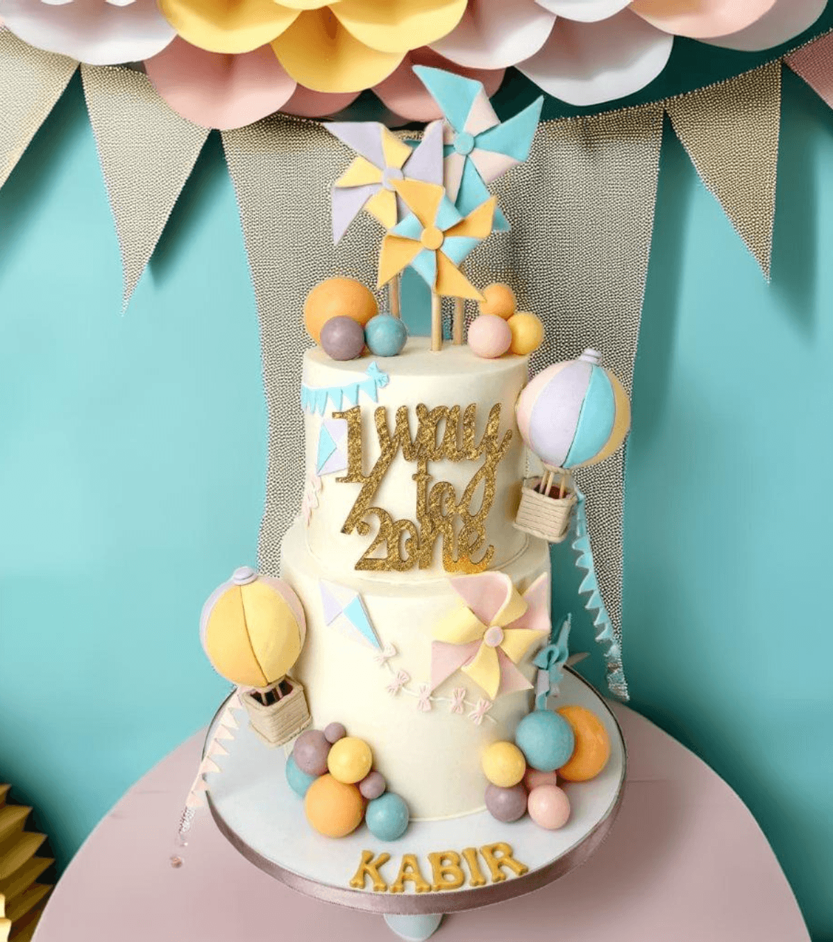 Hot Air Balloon Half Year Birthday Cake