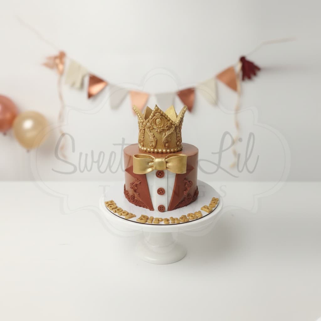 King Crown and Bow Tie Birthday Cake