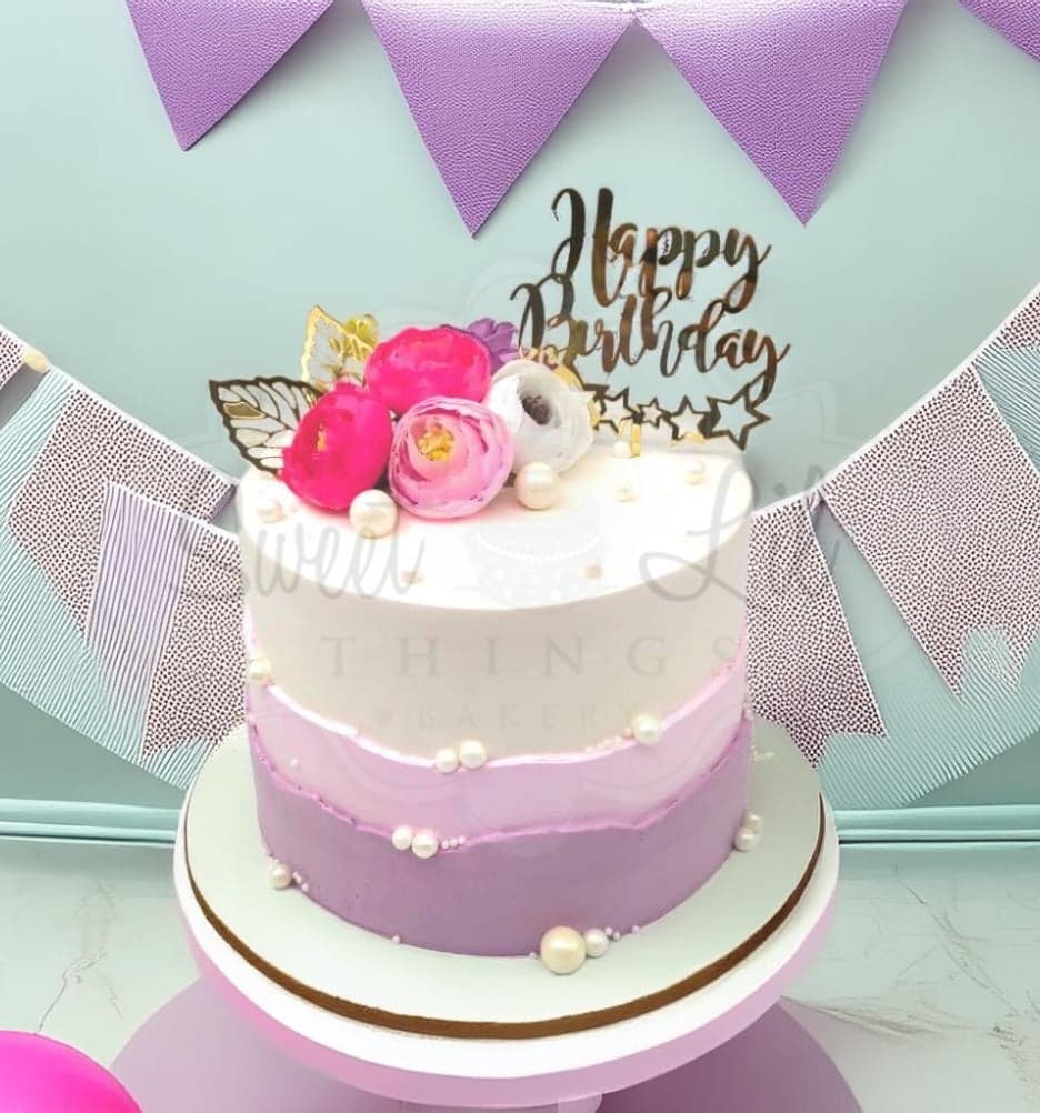 Lavender and White Floral Birthday Cake