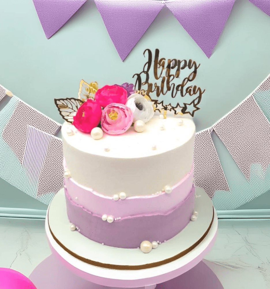 Lavender and White Floral Birthday Cake