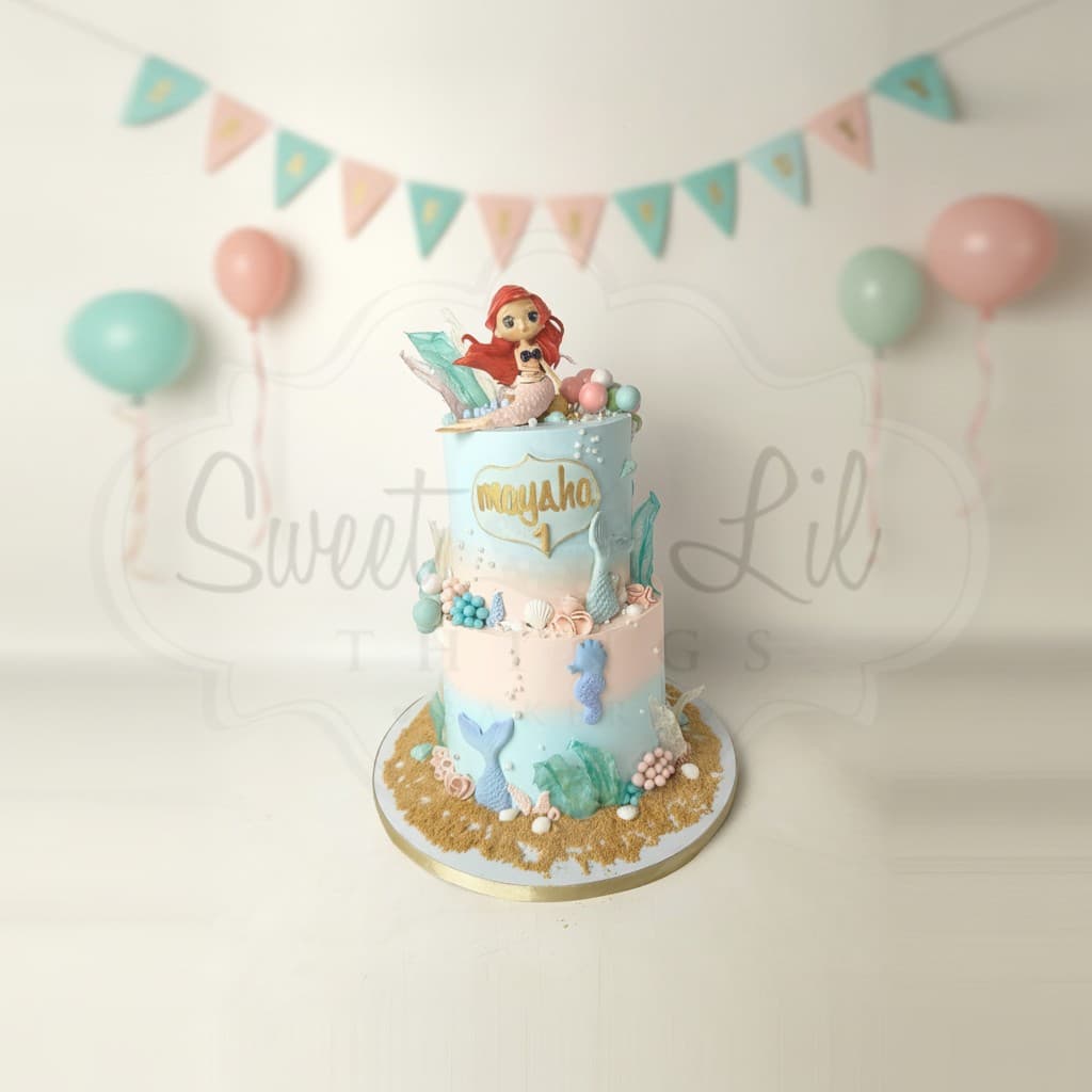 Mermaid Theme First Birthday Cake