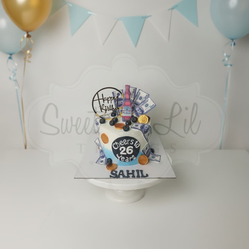Money Drip Whiskey Birthday Cake