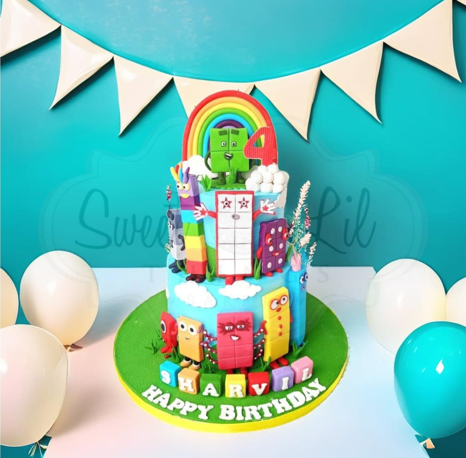 Number-blocks Birthday Cake