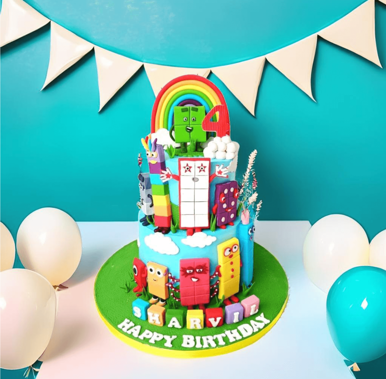 Number-blocks Birthday Cake