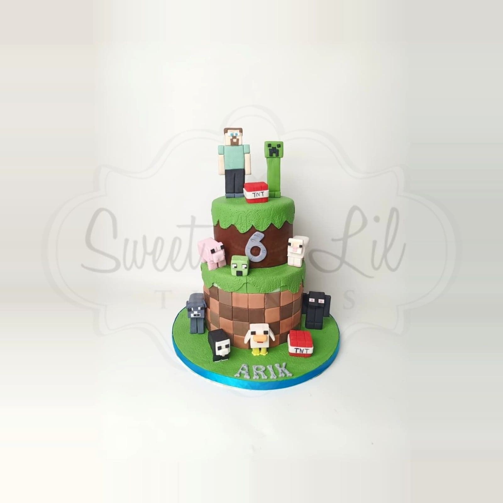 Minecraft Game Birthday Cake — Pixel Block Grass photo 2
