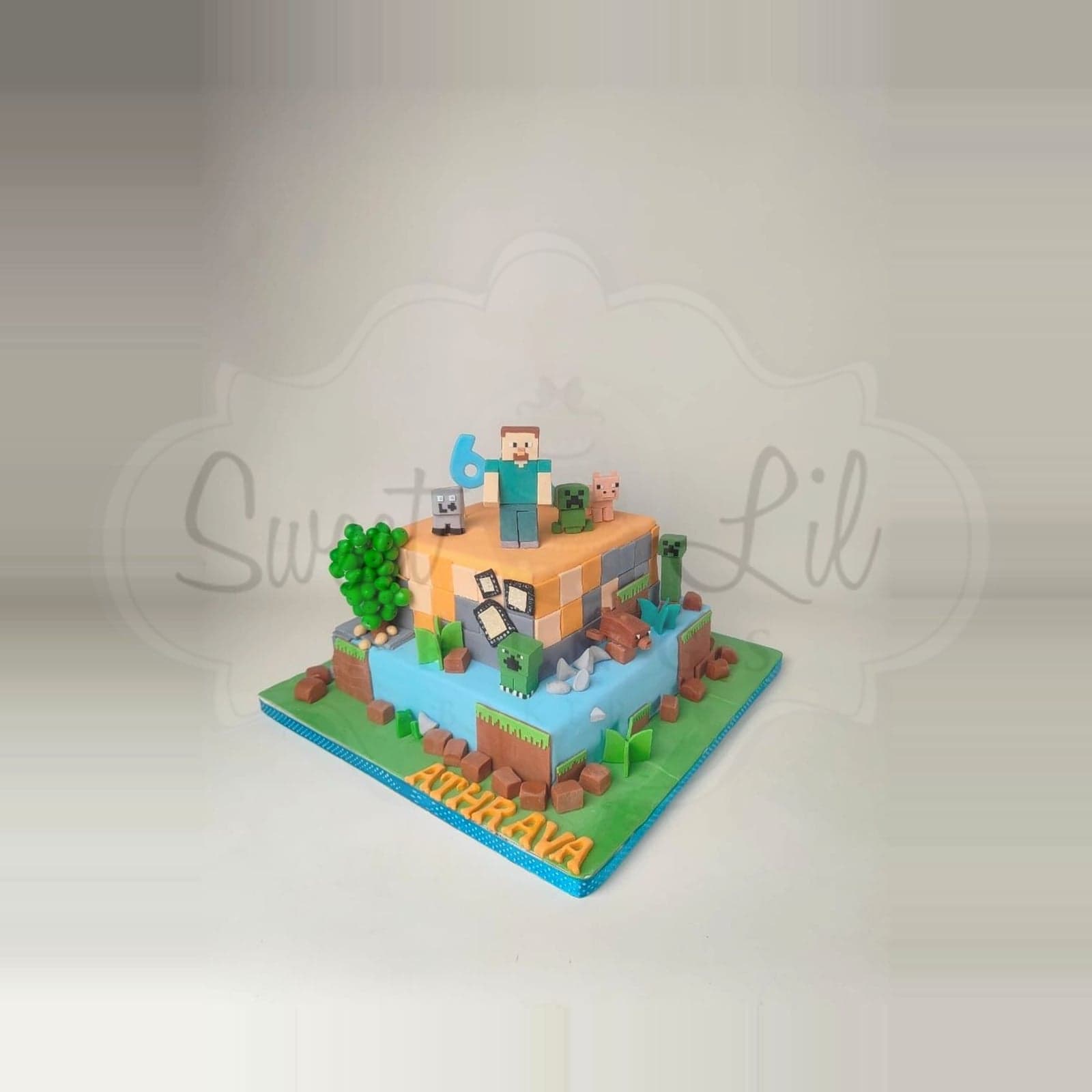Minecraft Game Birthday Cake — Pixel Block Terrain photo 2