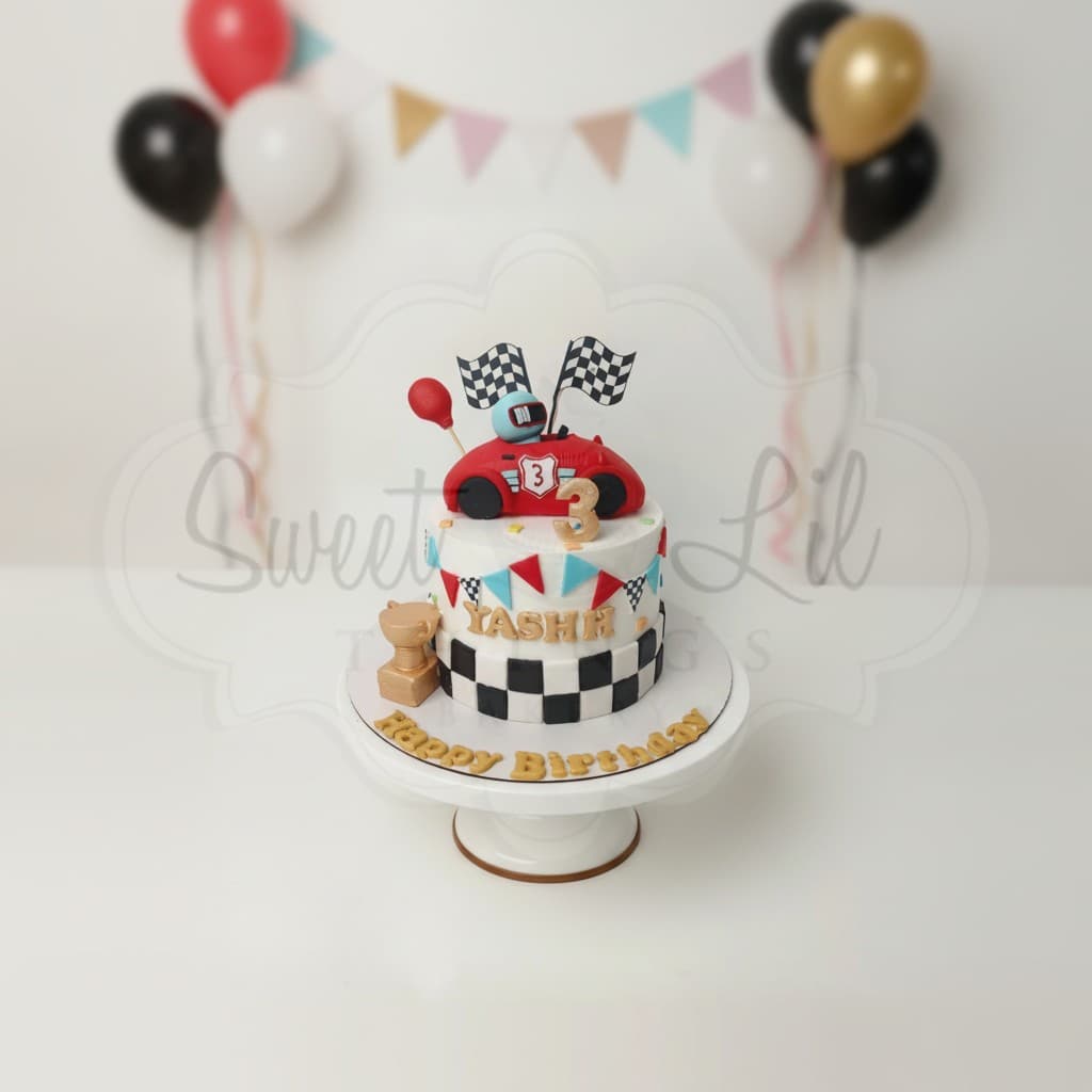 Car Theme Cake — Race Trophy