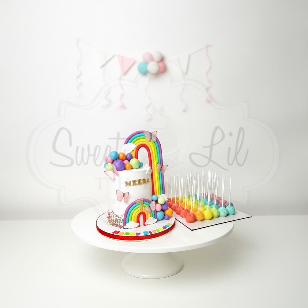 Rainbow and Butterflies Birthday Cake