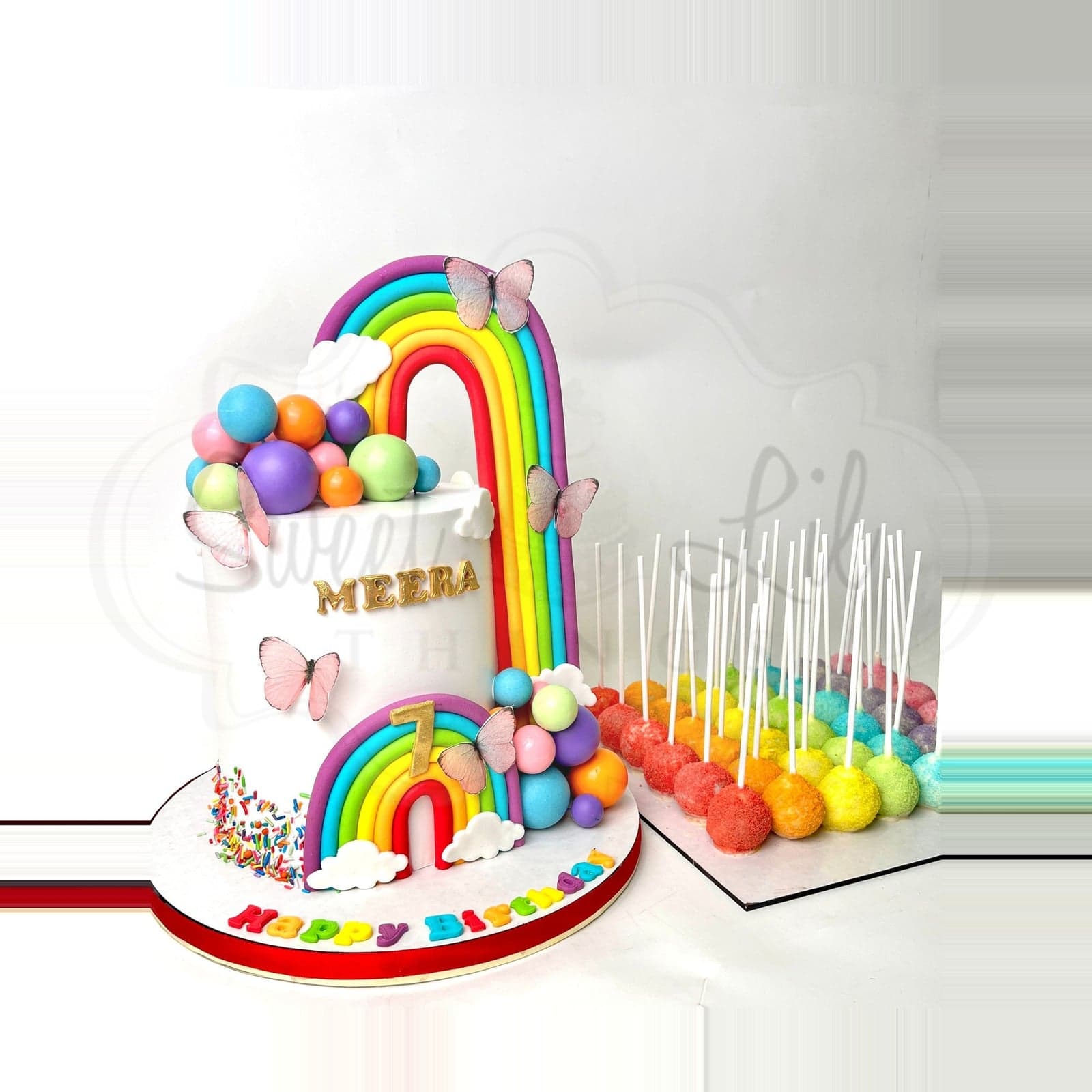 Rainbow and Butterflies Birthday Cake photo 2