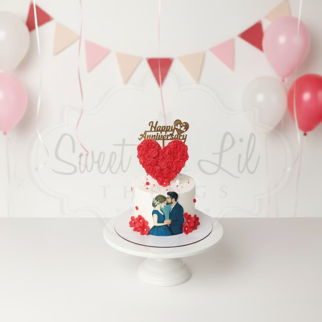 Romantic Photo Anniversary Cake