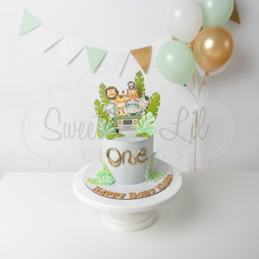 Jungle Theme Cake — Safari Jeep First
