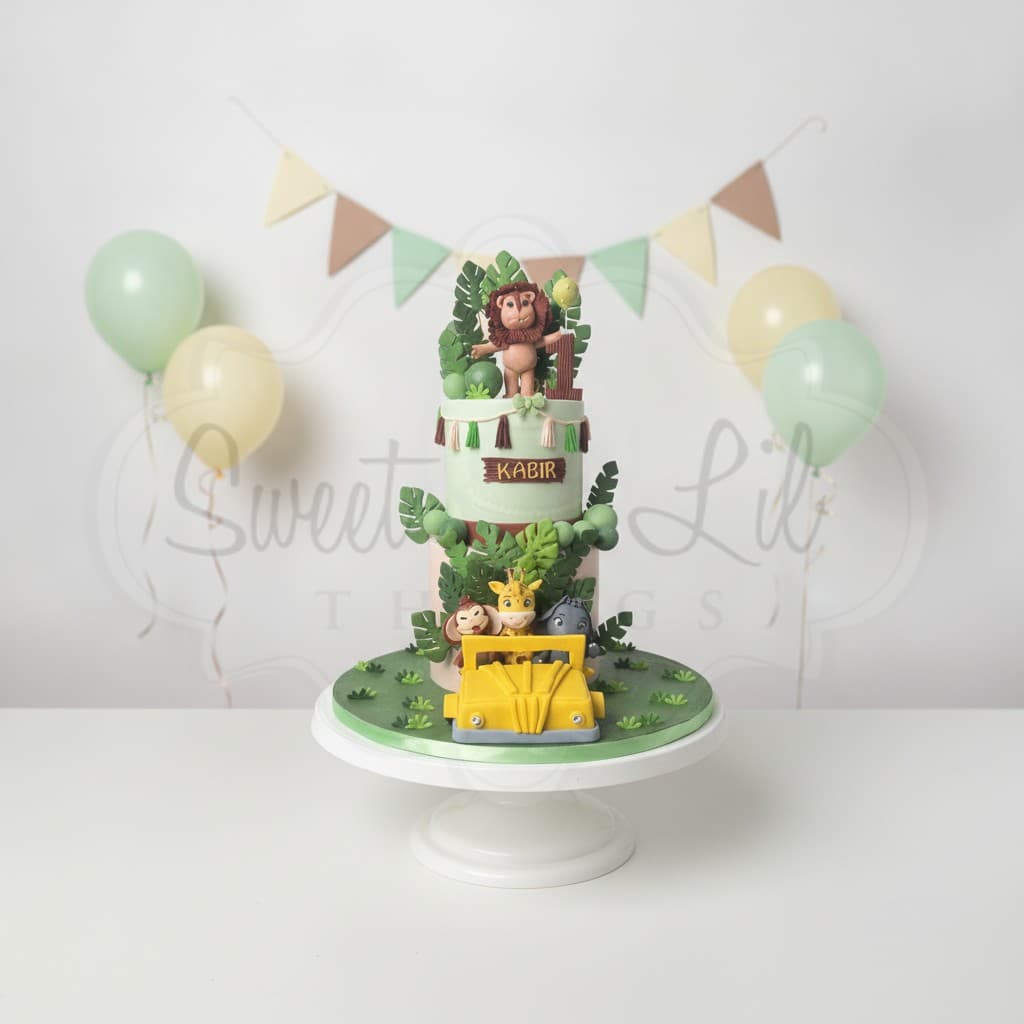 Safari Monkey First Birthday Cake