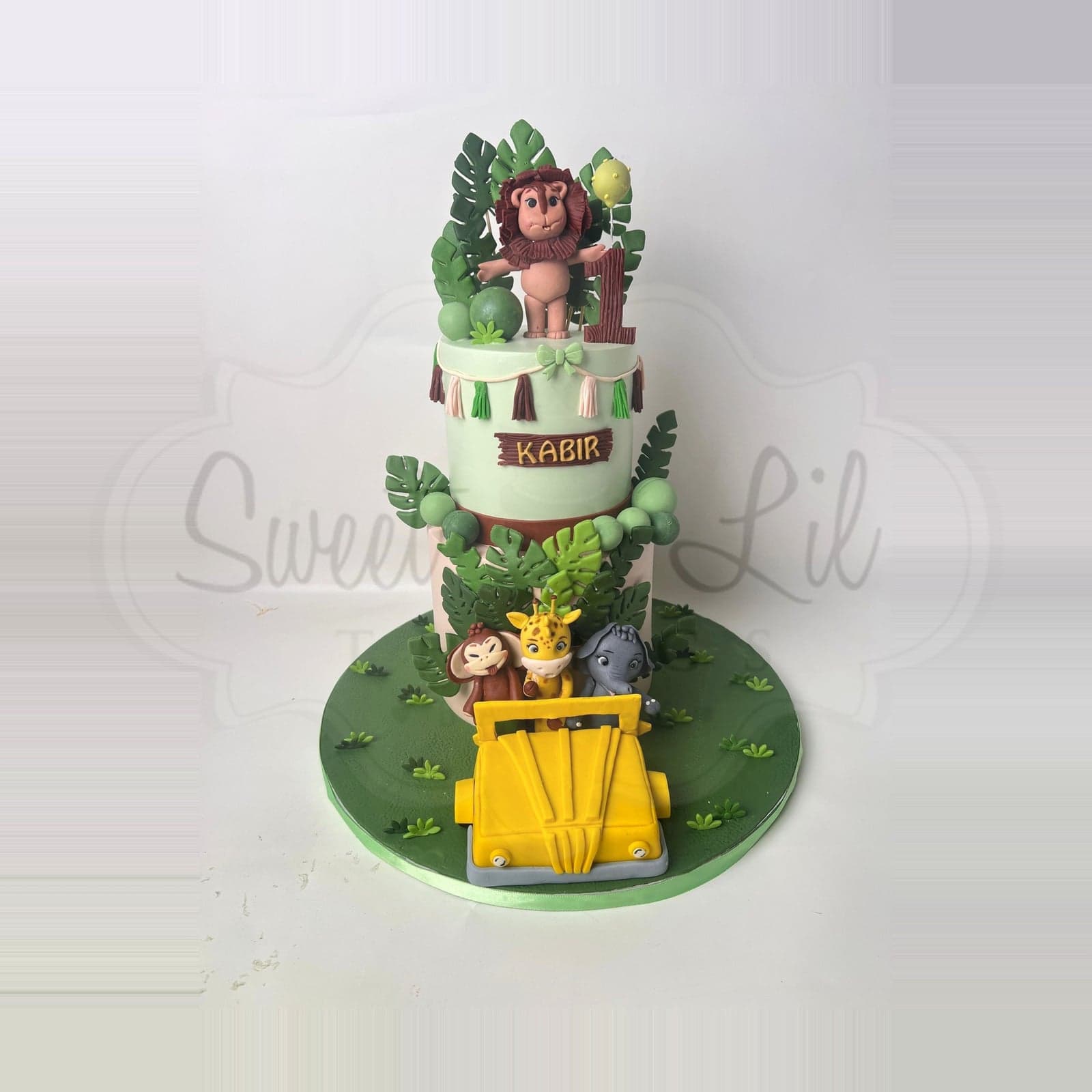 Safari Monkey First Birthday Cake photo 2