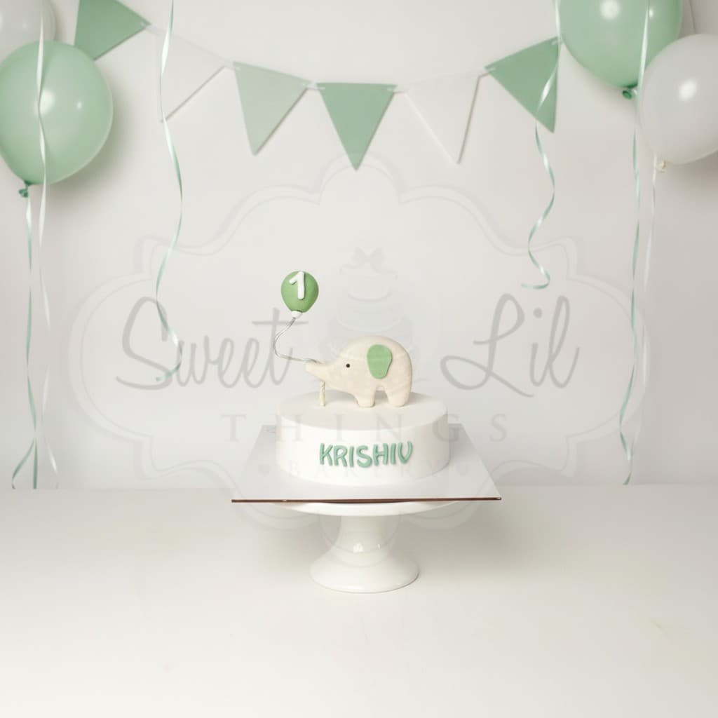 Baby Elephant First Birthday Cake — Sage