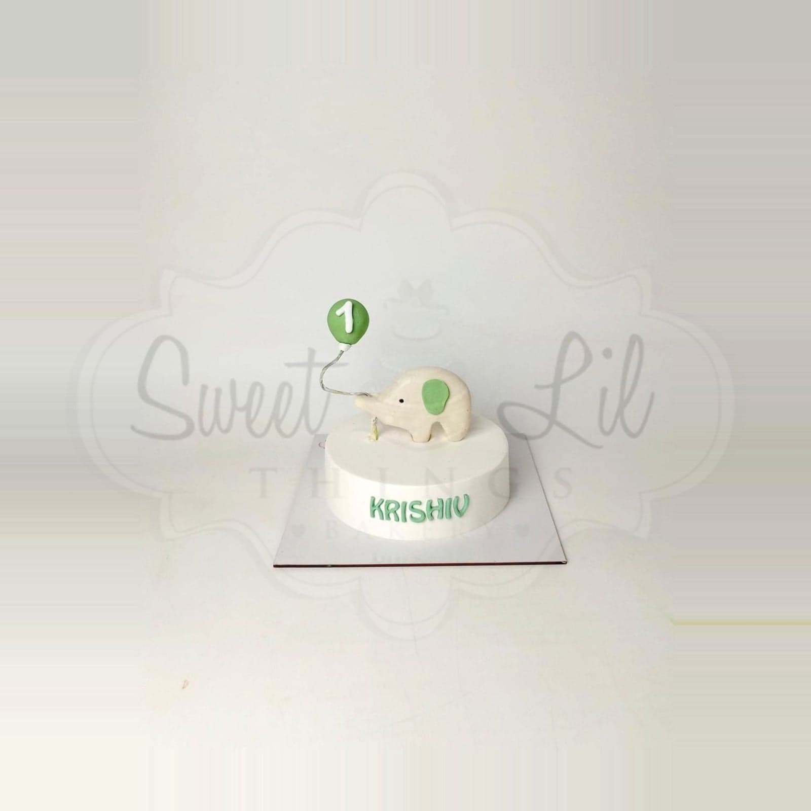 Baby Elephant First Birthday Cake — Sage photo 2